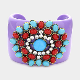 Natural Stone Embellished Cuff Bracelet