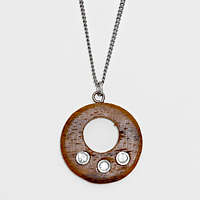 Wood Disc Cut out Pendant Necklace