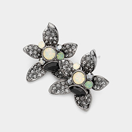 Crystal Pave Flower Stud Earrings