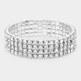 4-ROW Rhinestone Stretch Evening Bracelet