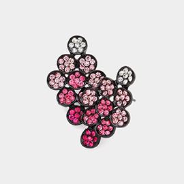 Flower Rhinestone Paved Kite Stud Earrings