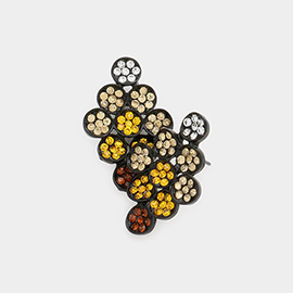 Flower Rhinestone Paved Kite Stud Earrings