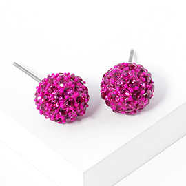 Rhinestone Pave Disco Ball Stud Earrings