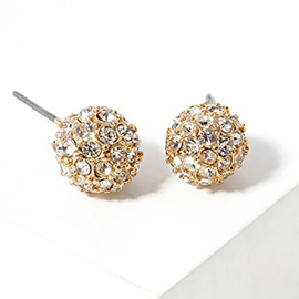 Rhinestone Pave Disco Ball Stud Earrings