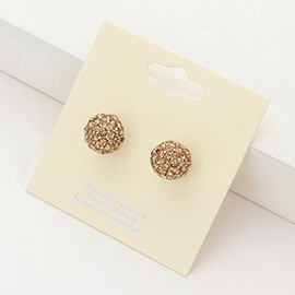 Rhinestone Pave Disco Ball Stud Earrings