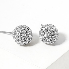 Rhinestone Pave Disco Ball Stud Earrings