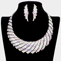 Rhinestone Tornado Collar Bib Necklace