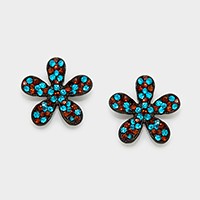 Crystal flower stud earrings