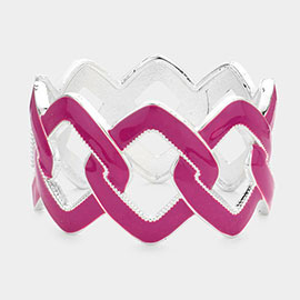 Chain Shape Cut out Enamel Hinged Bangle Bracelet