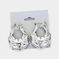 Metal Door Knocker Hoop Pin Catch Earrings