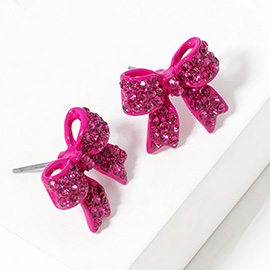 Pave bow stud earrings