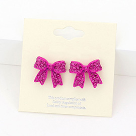 Pave bow stud earrings