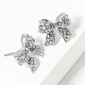 Pave bow stud earrings