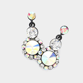 Crystal Round Rhinestone Pave Drop Evening Earrings