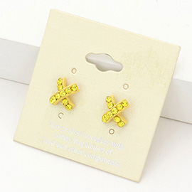 Rhinestone Embellished Crisscross Stud Earrings