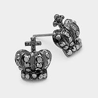 Pave Crown Stud Earrings