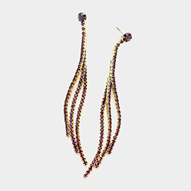 Wavy fringe hinestone evening earrings