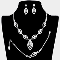 Marquise Rhinestone Necklace Jewelry Set