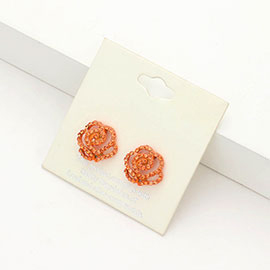 Crystal Pave Flower Stud Earrings