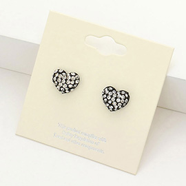 Crystal Pave Heart Stud Earrings