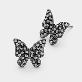 Rhinestone Pave Butterfly Stud Earrings