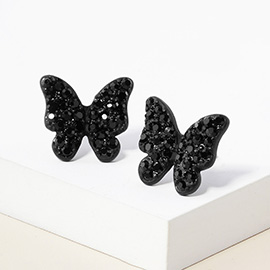 Rhinestone Paved Butterfly Stud Earrings