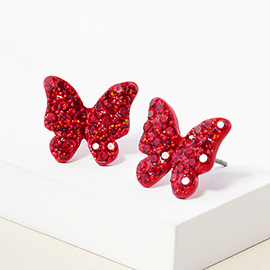 Rhinestone Pave Butterfly Stud Earrings