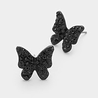 Rhinestone Pave Butterfly Stud Earrings