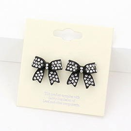 Pave bow stud earrings