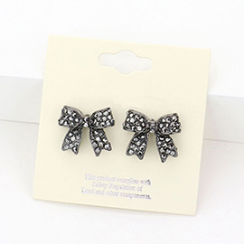 Pave bow stud earrings