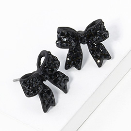 Pave bow stud earrings