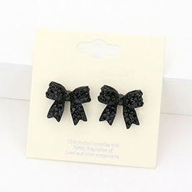 Pave bow stud earrings