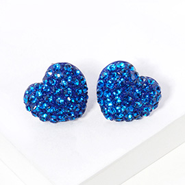 Crystal Pave Heart Stud Earrings