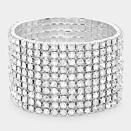 10-ROW Rhinestone Stretch Evening Bracelet