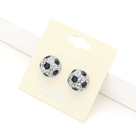 Rhinestone Embellished Soccer Stud Earrings