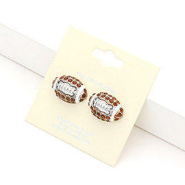 Rhinestone Embellished Football Stud Earrings