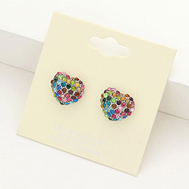 Crystal Pave Heart Stud Earrings