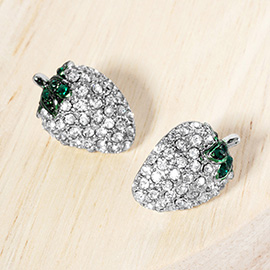 Crystal Paved Strawberry Stud Earrings