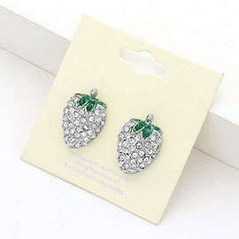 Crystal Paved Strawberry Stud Earrings