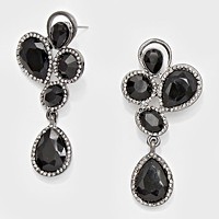 Petal Teardrop Crystal Rhinestone Dangle Evening Earrings