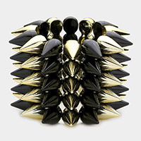 5-Row Spike Cone Stud Stretch Bracelet