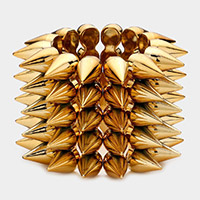 5-Row Spike Cone Stud Stretch Bracelet