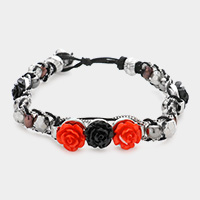 Rose Cluster Metal Bead Bracelet