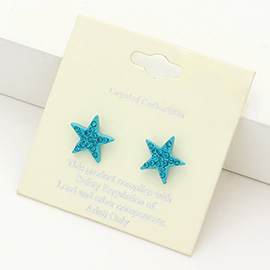 Rhinestone Embellished Star Stud Earrings