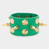 Spike Studded Faux Leather Bracelet