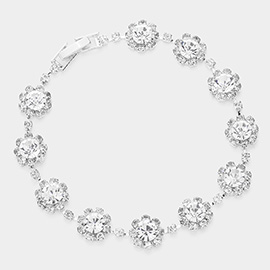 Round Crystal Rhinestone Rosette Evening Bracelet