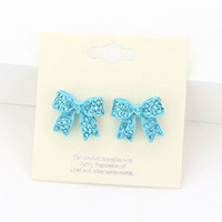 Pave bow stud earrings