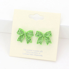 Pave bow stud earrings