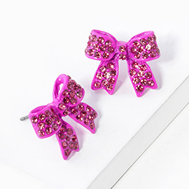 Pave bow stud earrings