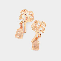 Bird Cage Dangle Tree of Life Earrings